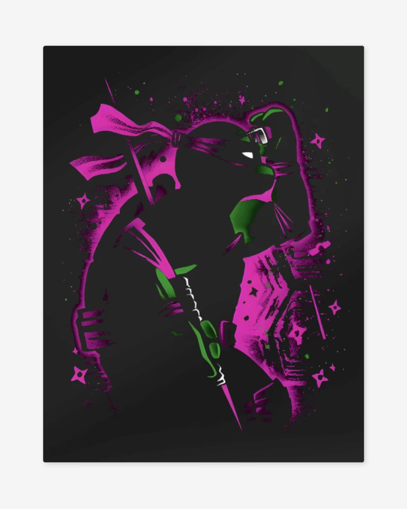Print metalico Negro de Tortuga Donatello
