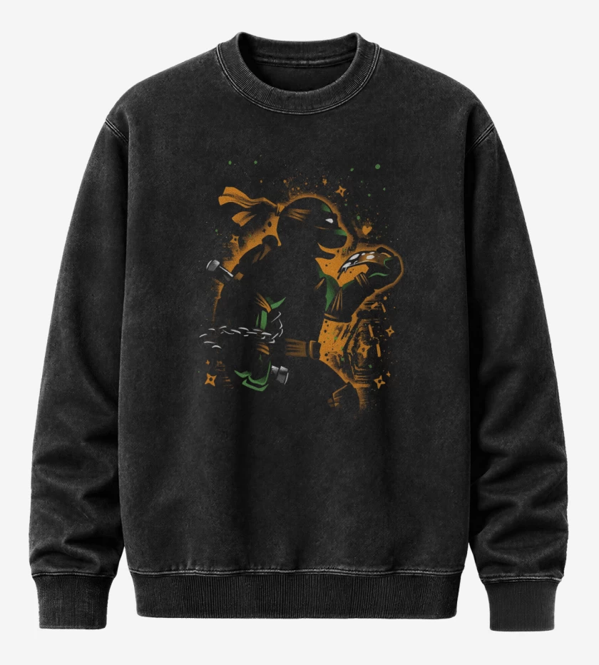 Poleron Polo Acid Wash Negro de Tortuga Michelangelo