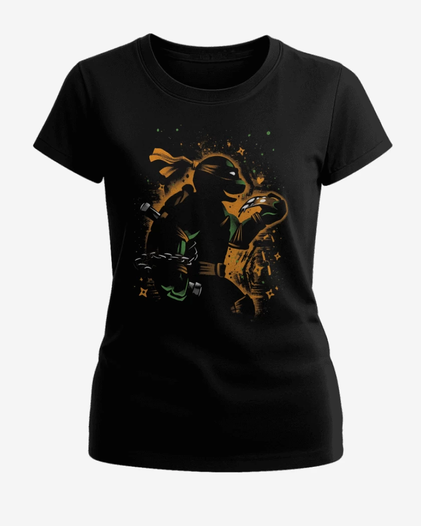 Polera de Mujer Negro de Tortuga Michelangelo