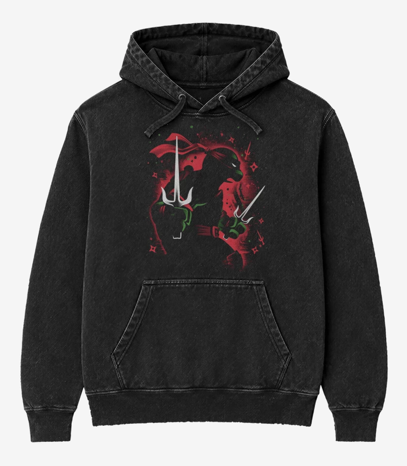 Poleron Canguro Acid Wash Negro de Tortuga Raphael