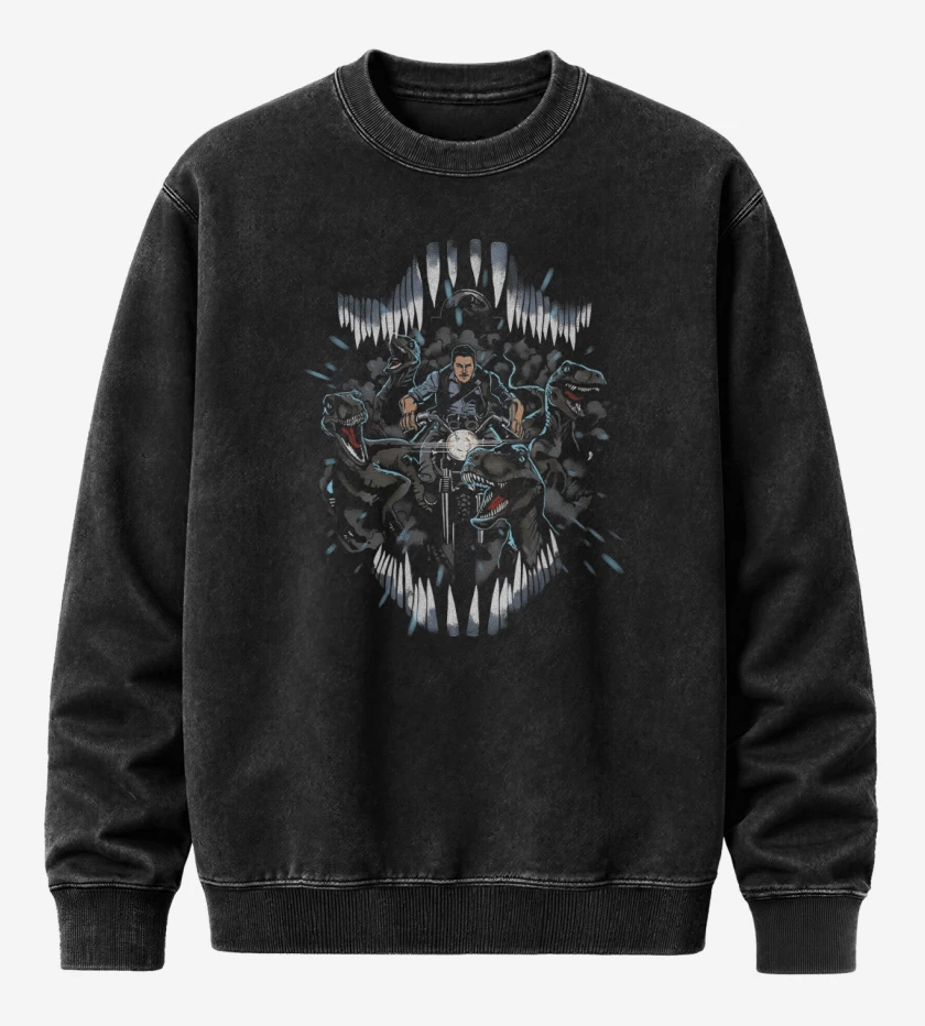 Poleron Polo Acid Wash Negro de Escuadrón Raptor