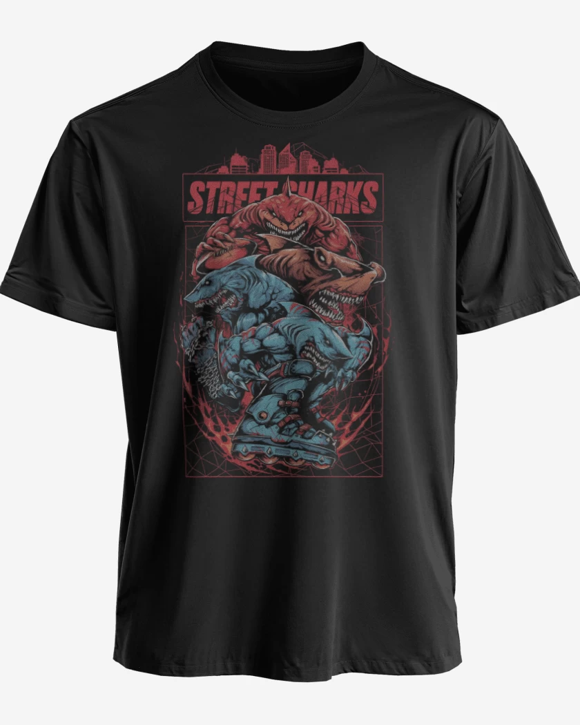 Polera premium Negro de Street Sharks