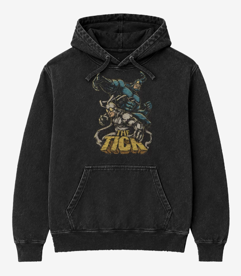 Poleron Canguro Acid Wash Negro de Tick la garrapata