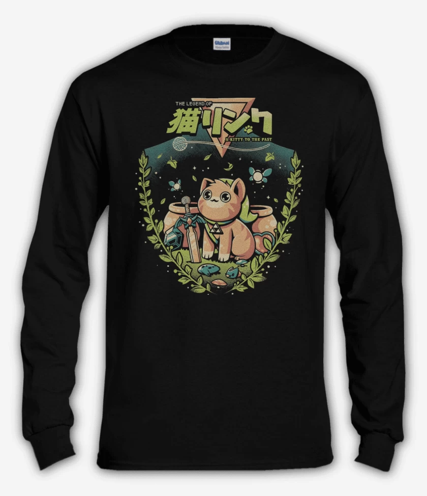 Polera manga larga Negro de Un Gatito del Pasado