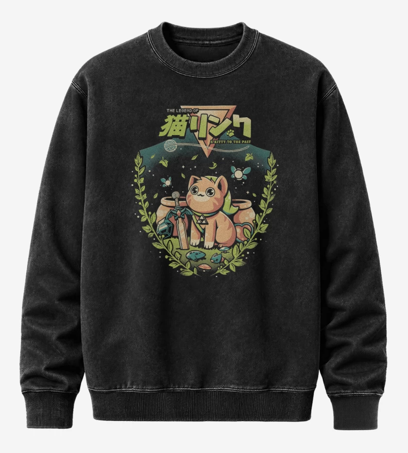 Poleron Polo Acid Wash Negro de Un Gatito del Pasado