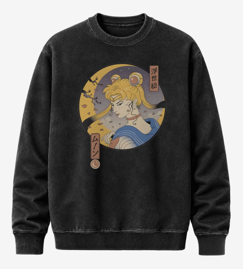 Poleron Polo Acid Wash Negro de Sailor Ukiyo-e