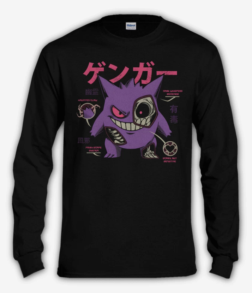 Polera manga larga Negro de Anatomía de un Gengar
