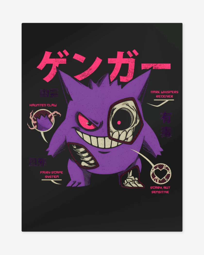 Print metalico Negro de Anatomía de un Gengar