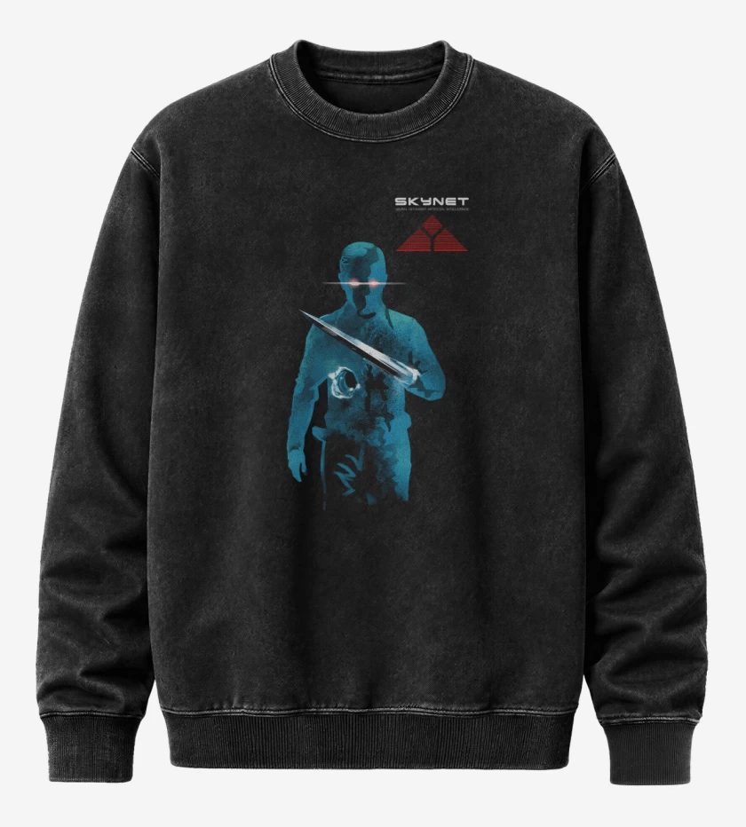 Poleron Polo Acid Wash Negro de T 1000 Skynet
