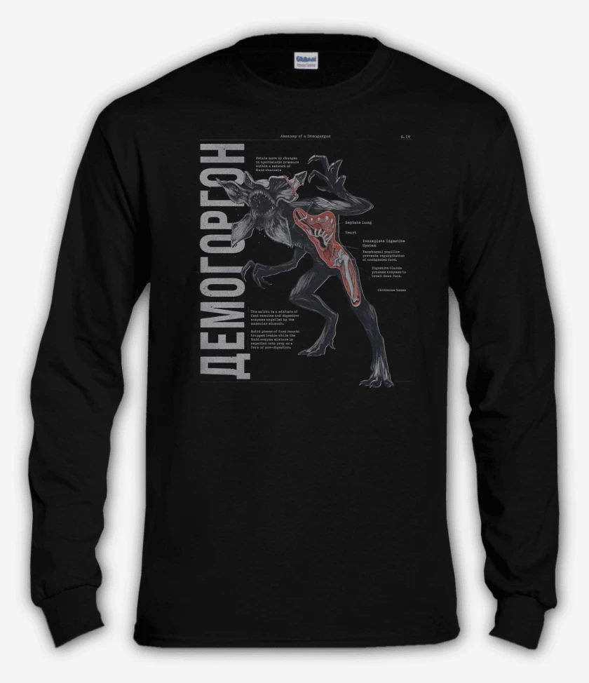 Polera manga larga Negro de Anatomía del Demogorgon