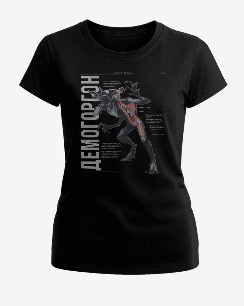 Polera de Mujer Negro de Anatomía del Demogorgon
