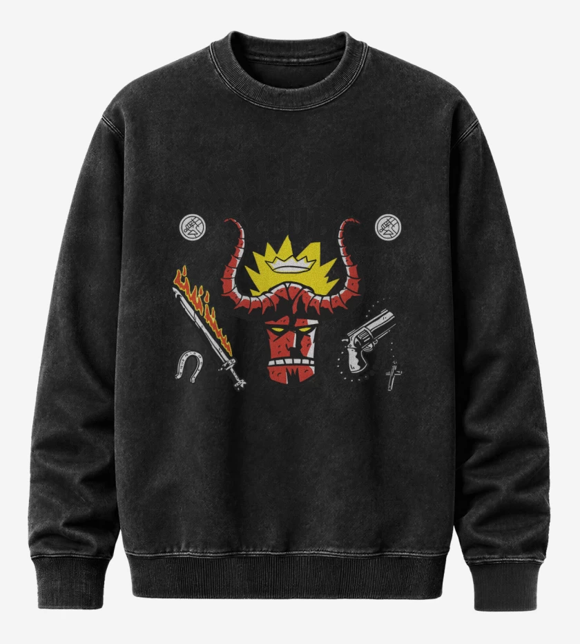 Poleron Polo Acid Wash Negro de Hellboy Club