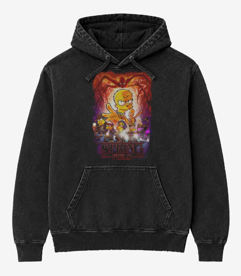 Poleron Canguro Acid Wash Negro de Spring Field