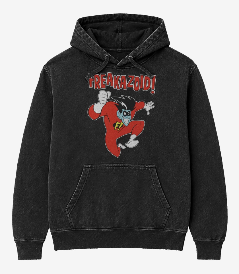 Poleron Canguro Acid Wash Negro de Freakzoid