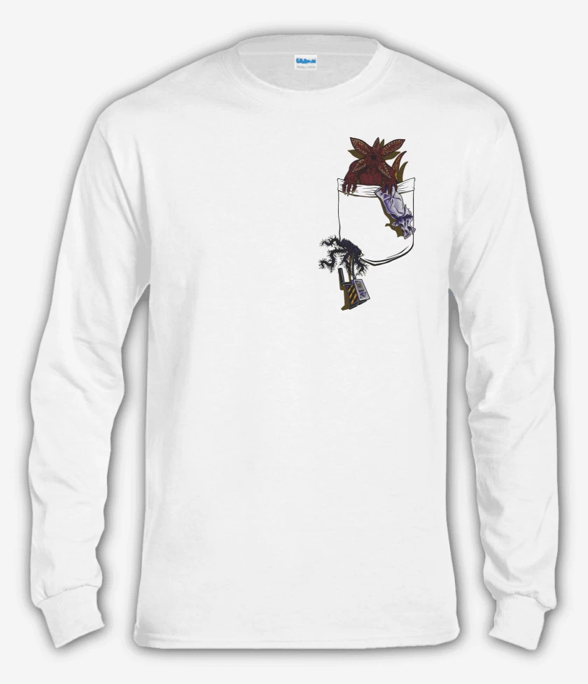Polera manga larga Blanco de Demogorgon de Bolsillo