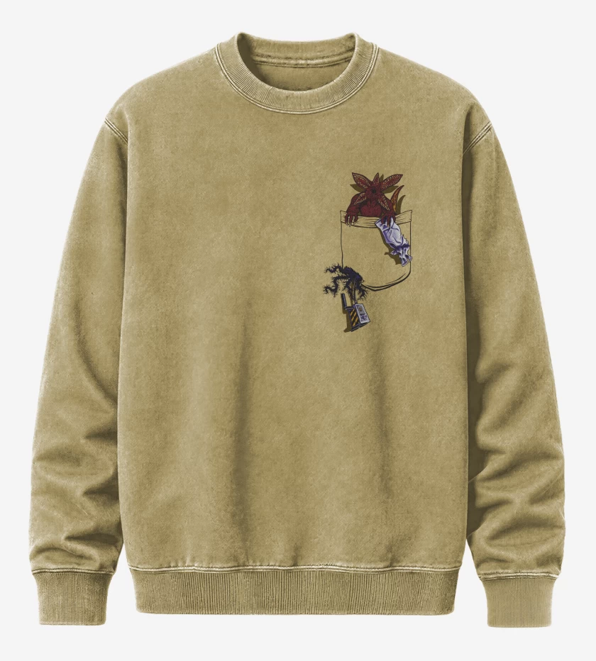 Poleron Polo Acid Wash Beige de Demogorgon de Bolsillo