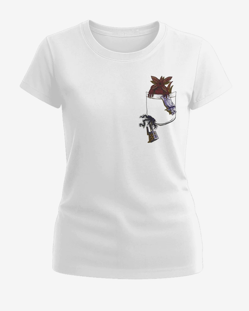 Polera de Mujer Blanco de Demogorgon de Bolsillo