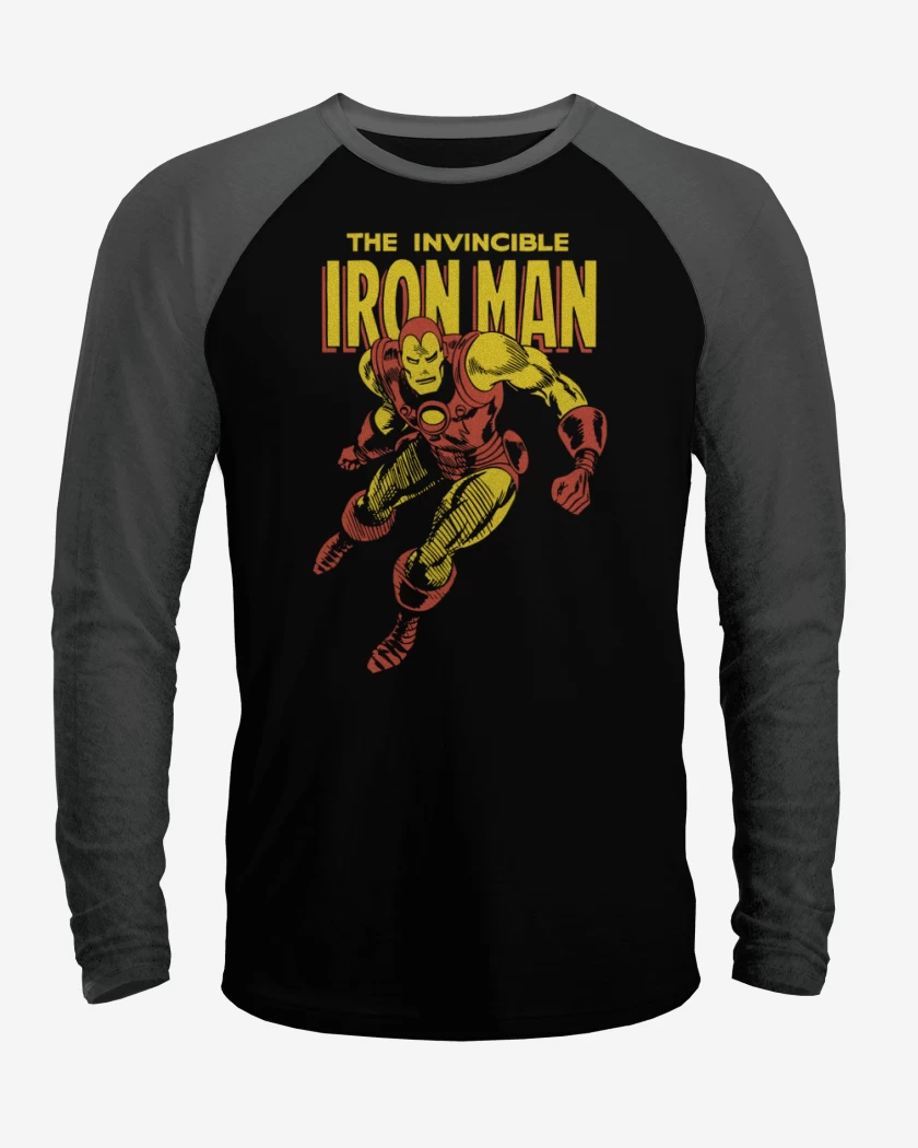 Polera Raglan Negro / Negro Heather de El invencible hombre de hierro