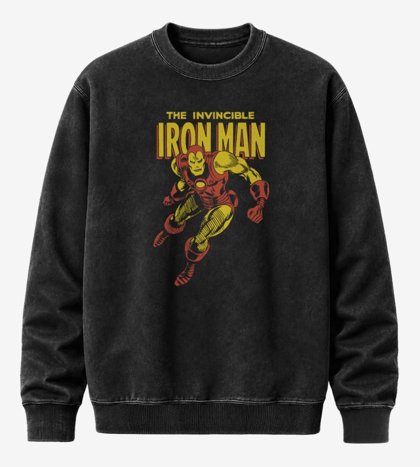 Poleron Polo Acid Wash Negro de El invencible hombre de hierro