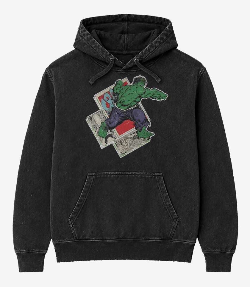 Poleron Canguro Acid Wash Negro de El Julk