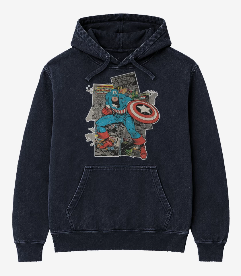 Poleron Canguro Acid Wash Azul Marino de El capitan gringo
