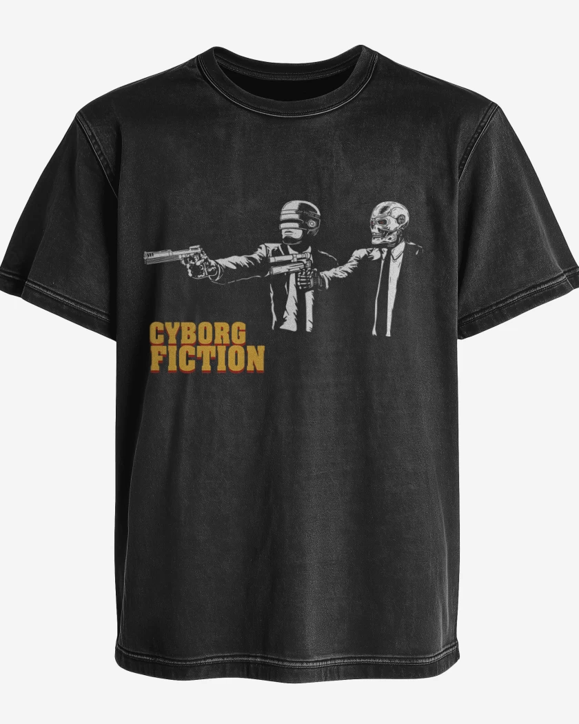 Polera desgastada Negro de Cyborg Fiction