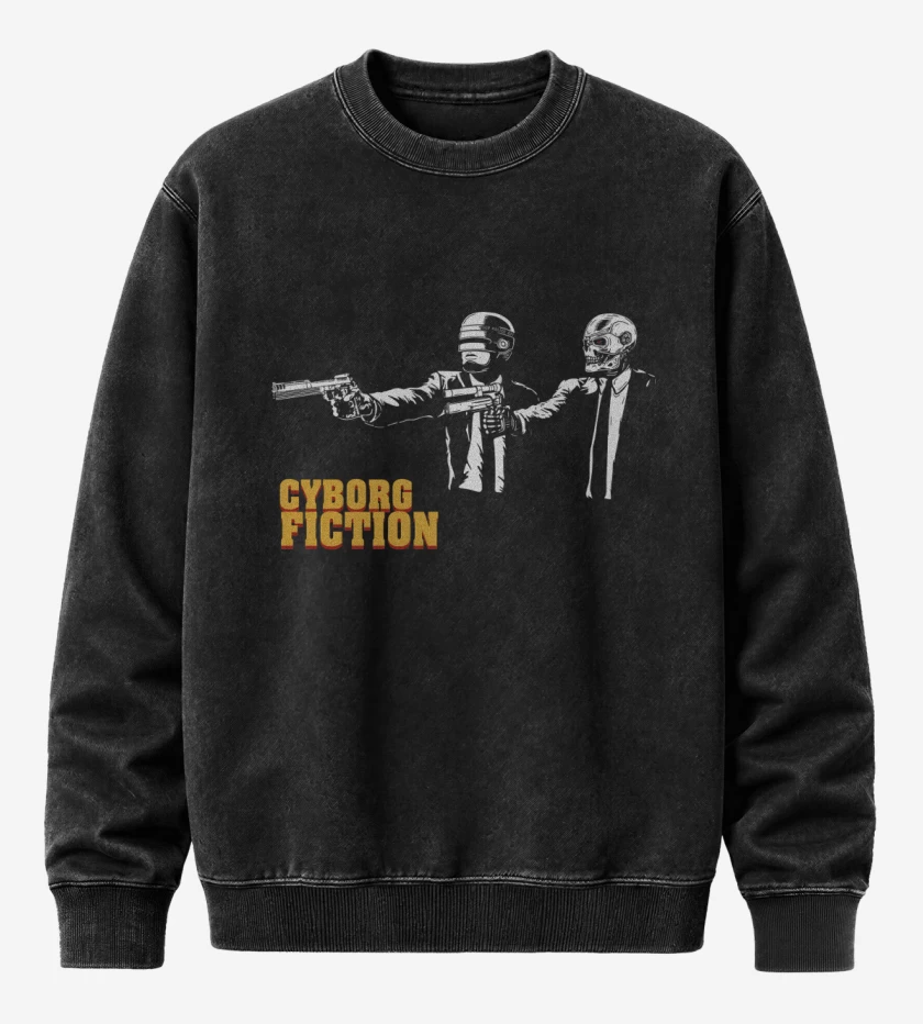 Poleron Polo Acid Wash Negro de Cyborg Fiction