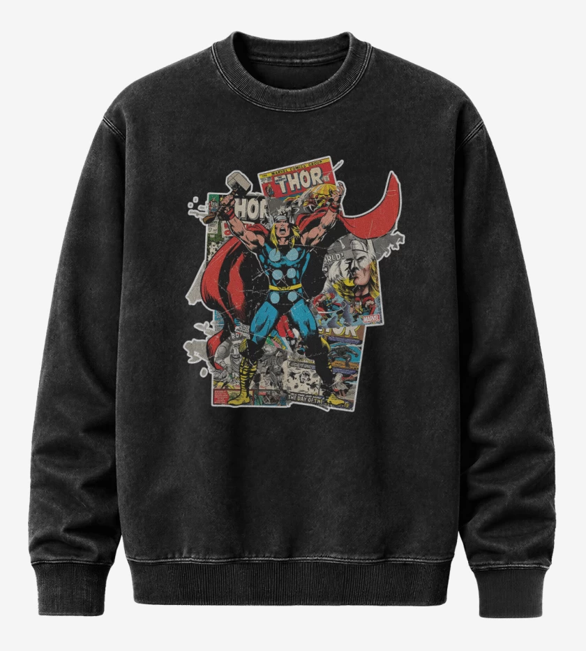 Poleron Polo Acid Wash Negro de God of thunder