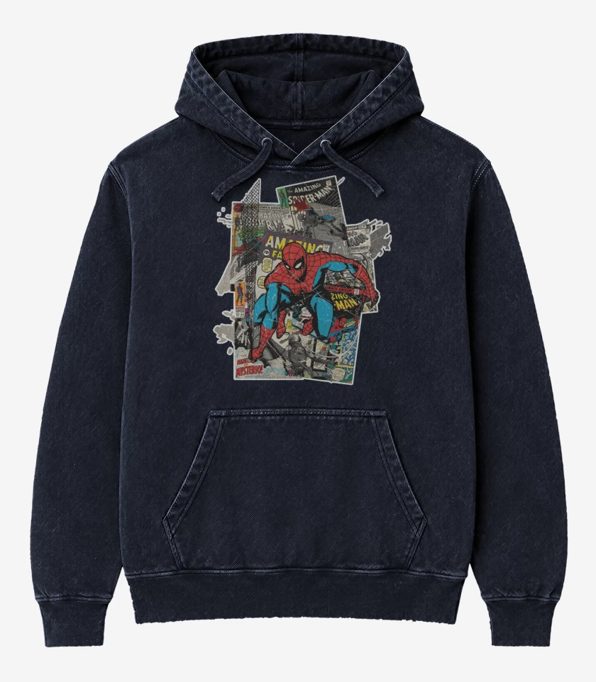 Poleron Canguro Acid Wash Azul Marino de El araña