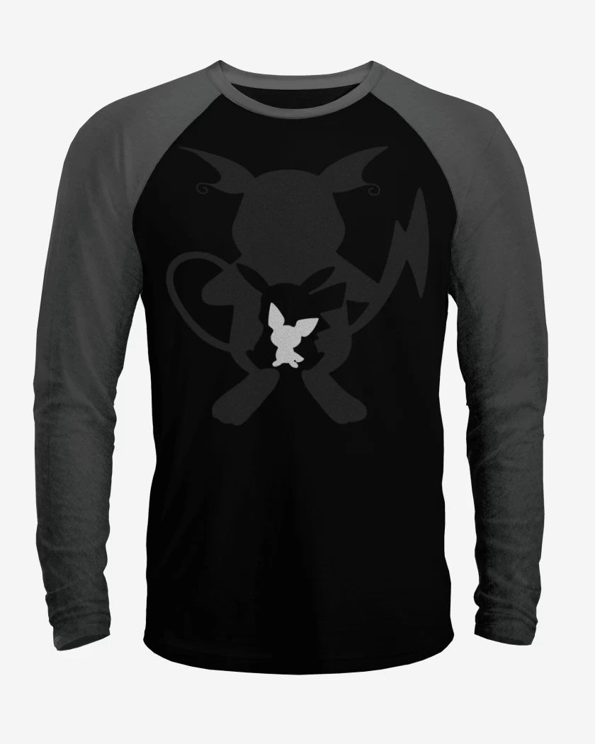 Polera Raglan Negro / Negro Heather de Pikavolution