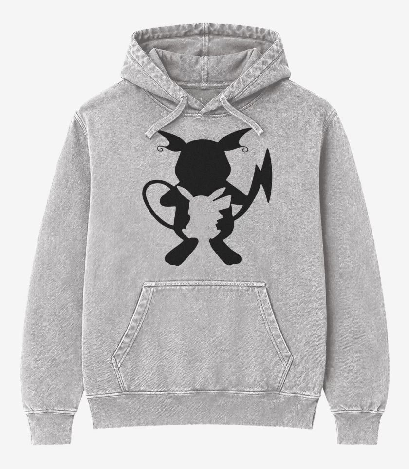 Poleron Canguro Acid Wash Gris Melange de Pikavolution