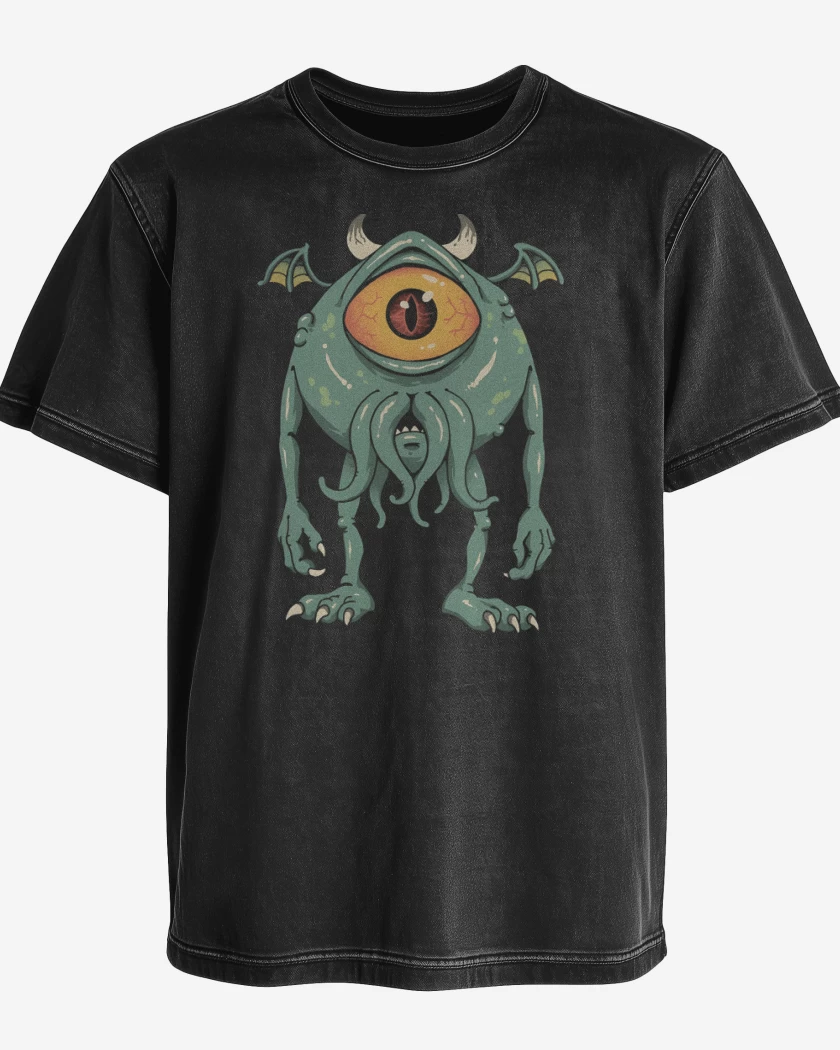 Polera desgastada Negro de Cthuluh Inc 