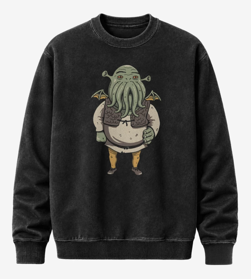 Poleron Polo Acid Wash Negro de Shrektulhu