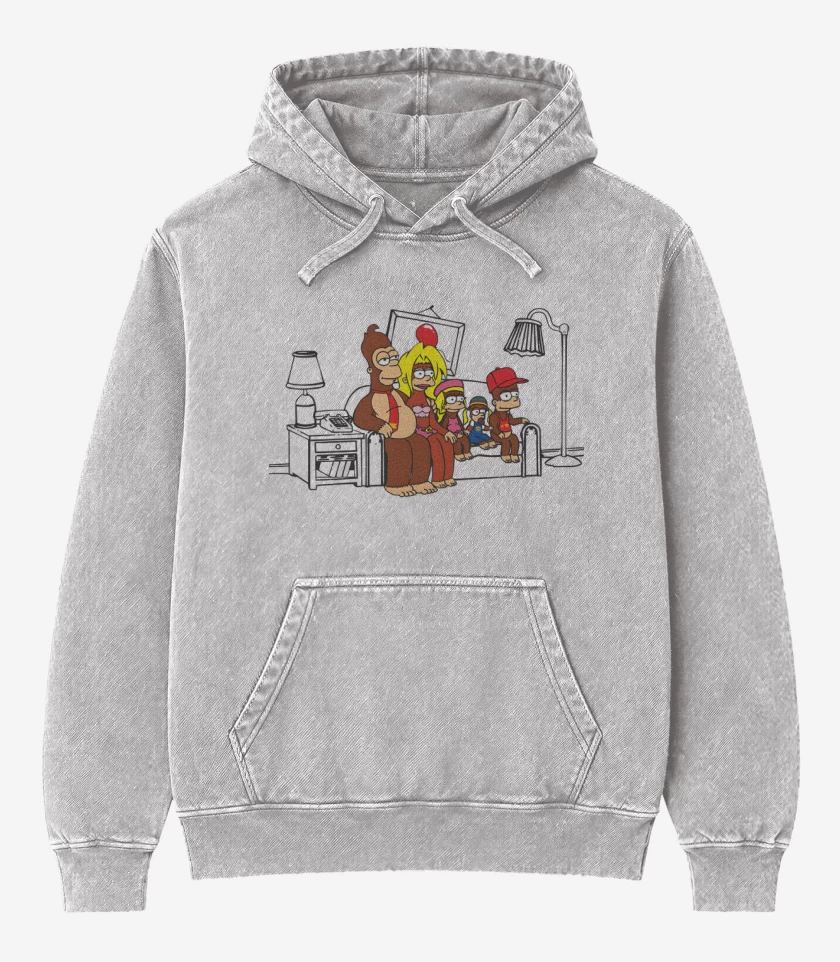 Poleron Canguro Acid Wash Gris Melange de Los Kongsons