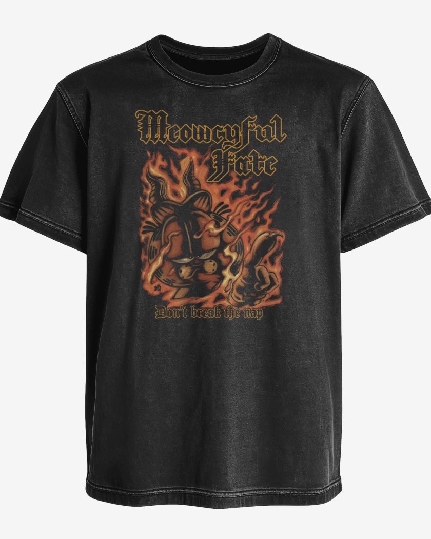 Polera desgastada Negro de Meowcyful Fate