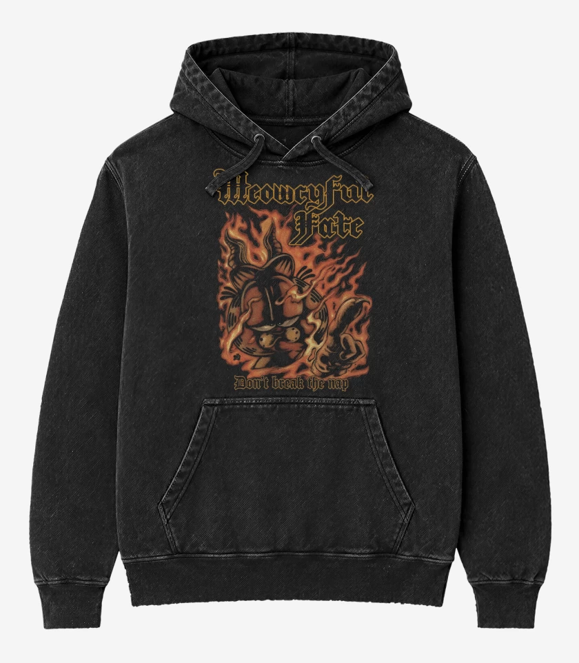 Poleron Canguro Acid Wash Negro de Meowcyful Fate