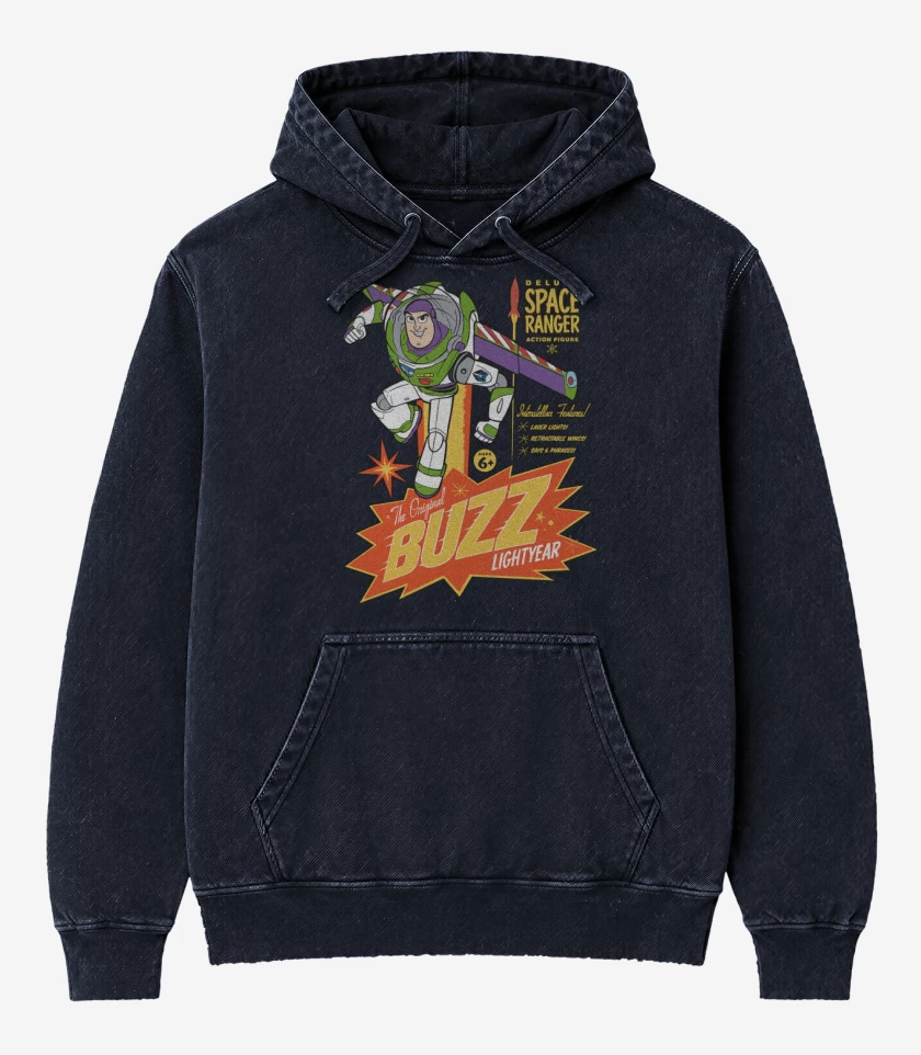 Poleron Canguro Acid Wash Azul Marino de Buzz Lightyear