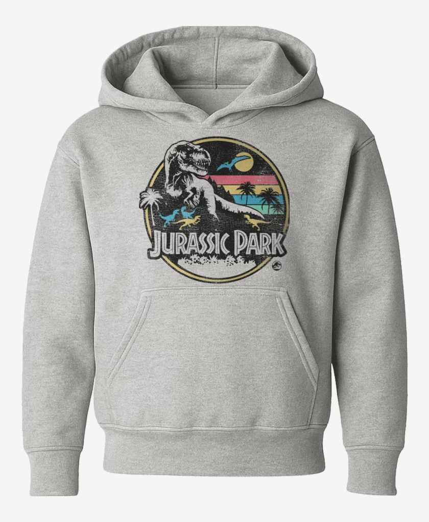 Poleron de niño Gris Melange de Jurassic Park Retro