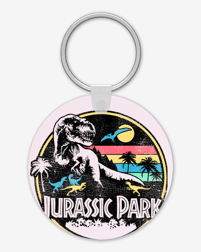 Llavero Rosa Pastel de Jurassic Park Retro