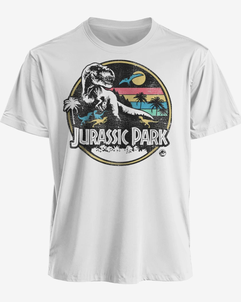Polera premium Blanco de Jurassic Park Retro