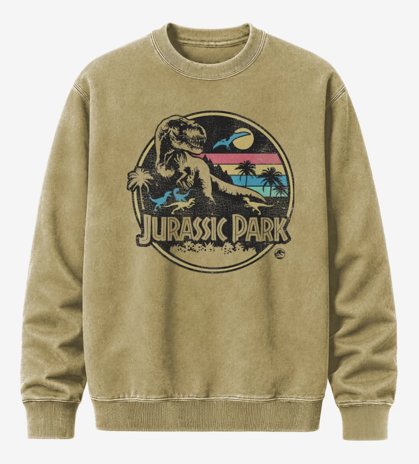 Poleron Polo Acid Wash Beige de Jurassic Park Retro