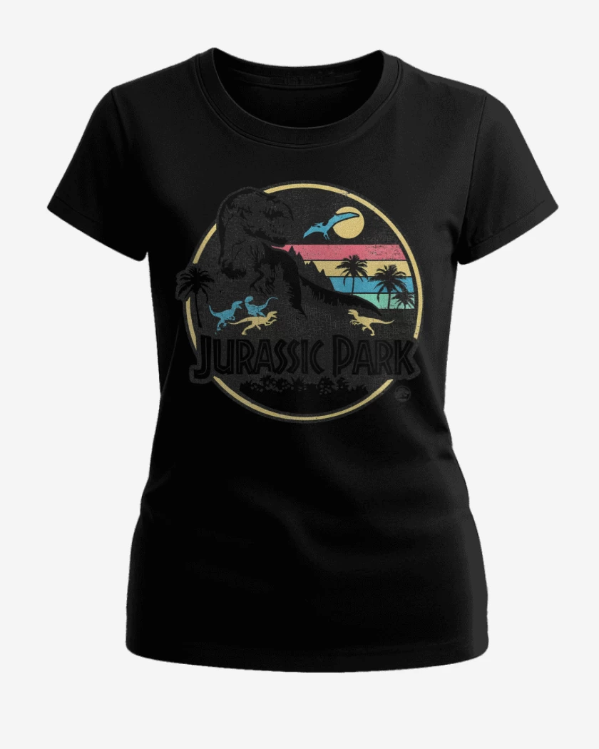Polera de Mujer Negro de Jurassic Park Retro
