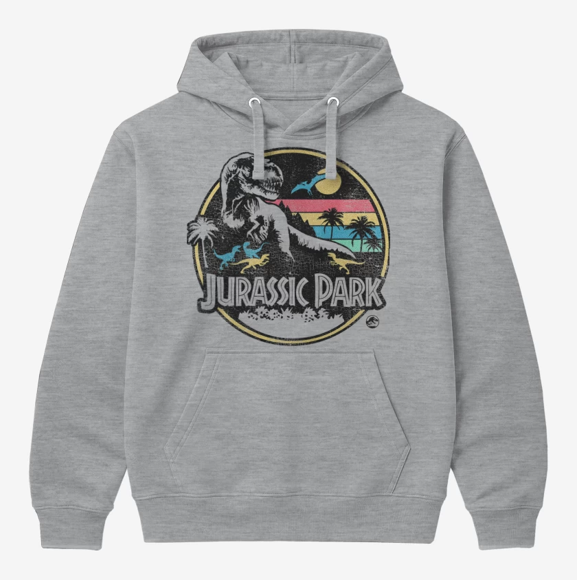 Polerón Canguro Gris Melange de Jurassic Park Retro