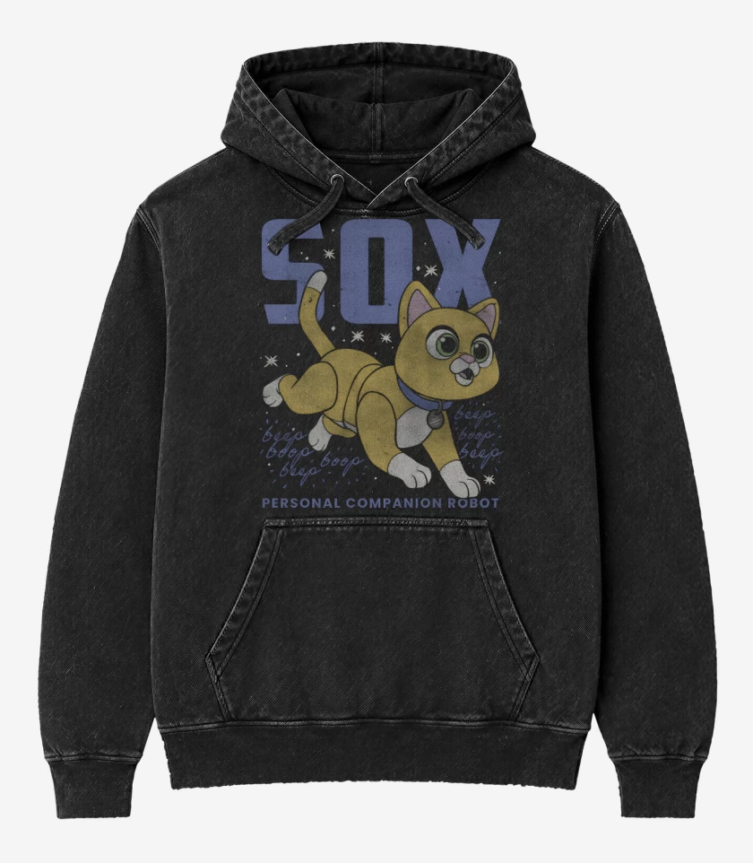 Poleron Canguro Acid Wash Negro de Sox