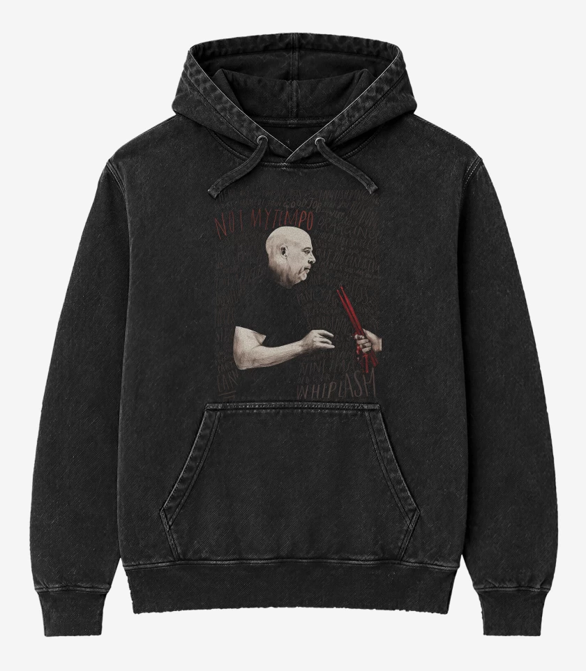Poleron Canguro Acid Wash Negro de Whiplash Terence
