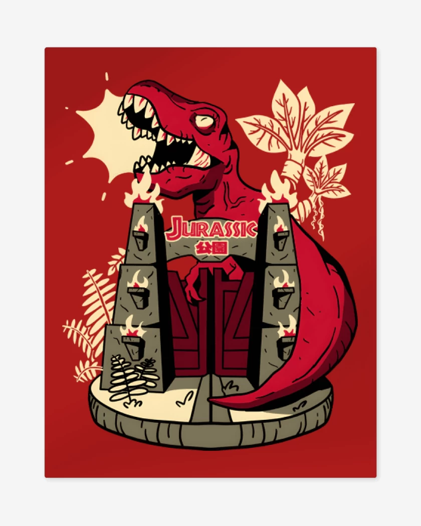 Print metalico Rojo de Jurassic Recuerdo