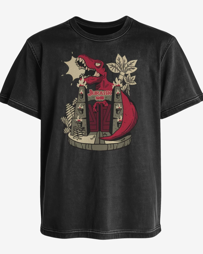 Polera desgastada Negro de Jurassic Recuerdo