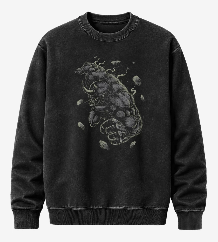Poleron Polo Acid Wash Negro de El Maldito Rhino