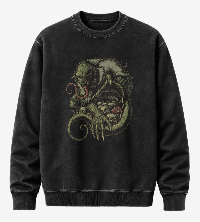 Poleron Polo Acid Wash Negro de El Maldito Lagarto