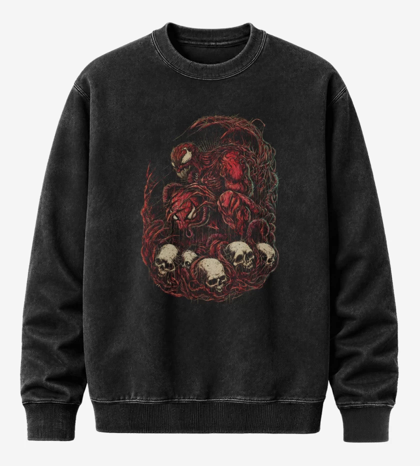 Poleron Polo Acid Wash Negro de El Maldito Carnage